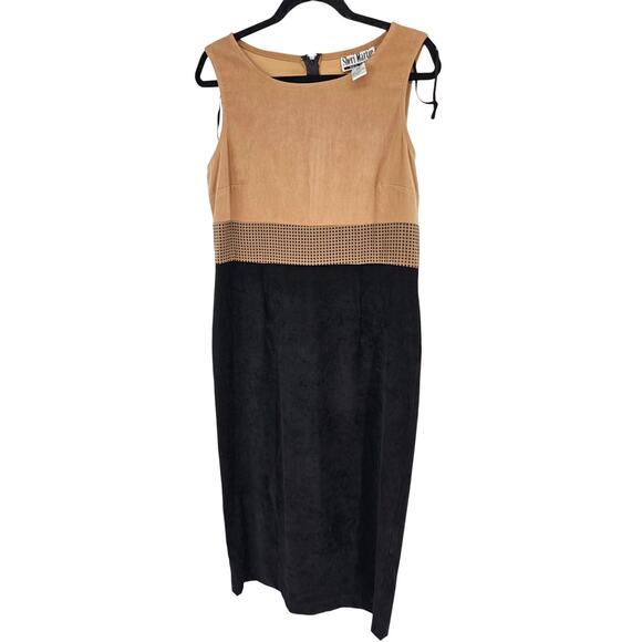 Vintage Sheri Martin New York Womens Sz 14 Maxi Length Dress Black Brown - Picture 1 of 5